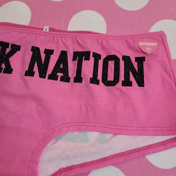 VTG VS PINK Fashion Show Exclusive Glitter Graphic Low Rise Boyshort Panty Sm - Picture 4 of 7